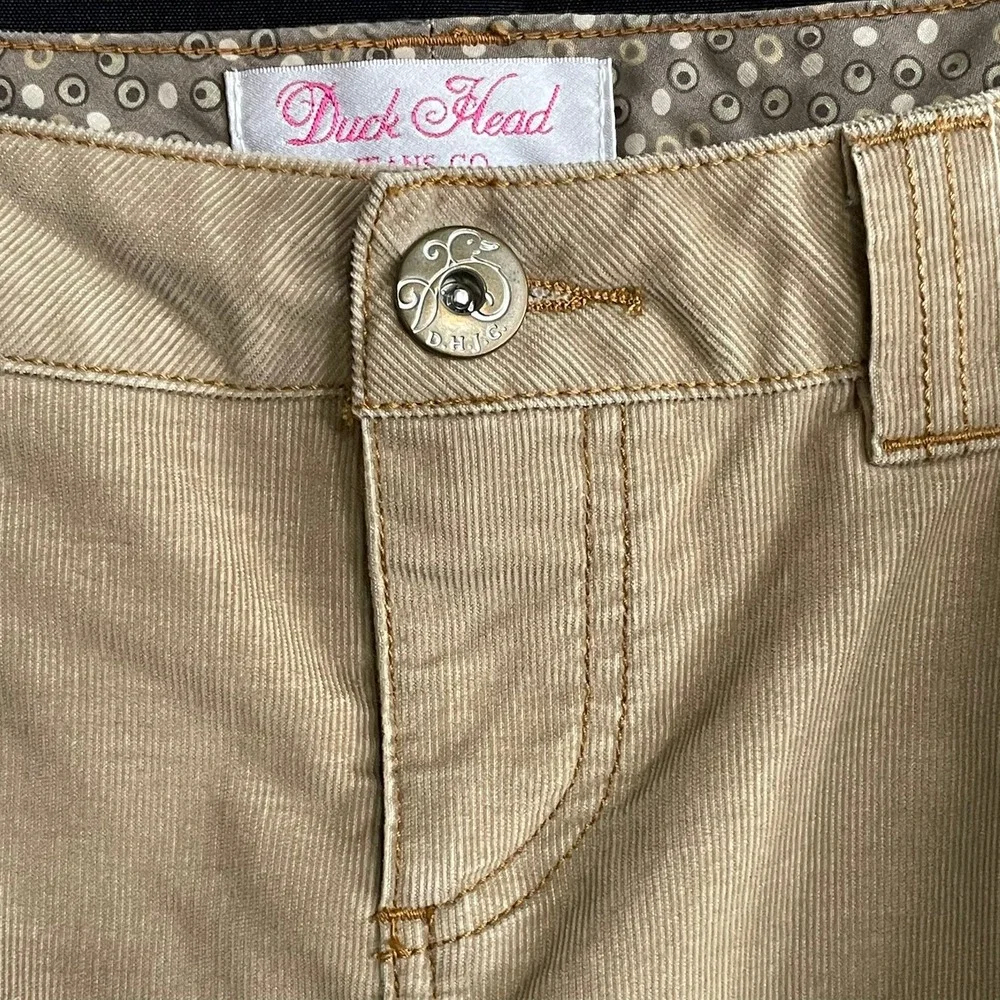 Duck Head Corduroy Mini Skirt Womens 7 Tan Good Vintage Y2K Embroidered Pockets
